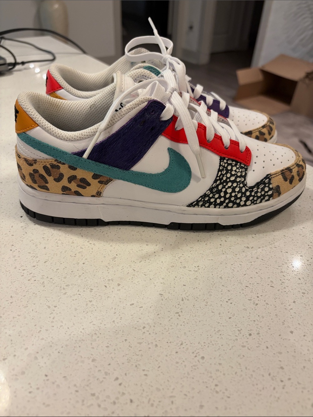 Nike Women’s Multi-Color Low-Top Sneakers - Teal/Red/Purple/Leopard